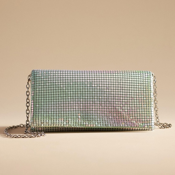 Anthropologie Dolce Vita Chainmail Clutch Green - Picture 2 of 5